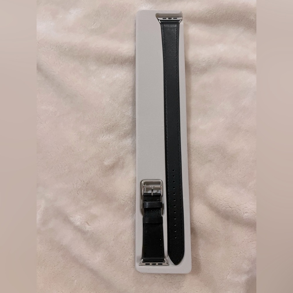 42mm Black Leather Wrap Apple Watch Band